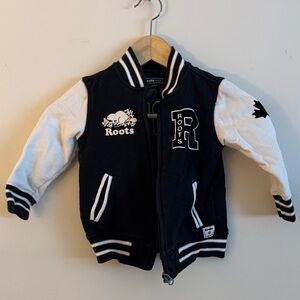 Roots Black and White Kids Varsity Jacket
